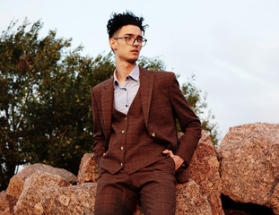 Elegant fashionable man in glasses
