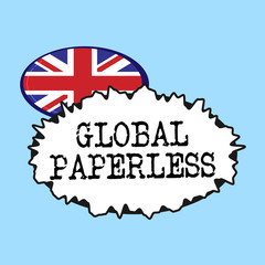 Word writing text Global Paperless. Business concept for going for technology methods like email instead of paper.