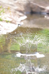Water splashing in rainy day