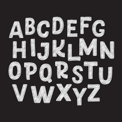 Cute hand drawn alphabet made in vector. Doodle letters for your design. Isolated characters. Handdrawn display font for DIY projects and kids design.
