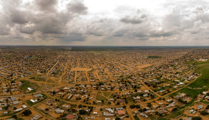 Drone shot of shacks in South-Africa - 282629646