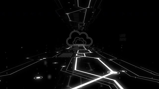 View of cloud storage icon flying on the digital background.