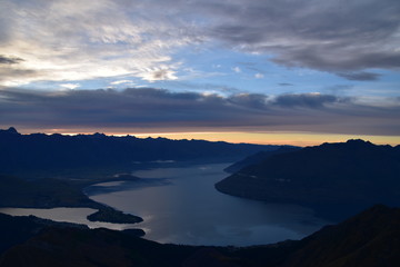 Sunrise on New year's Day in Queenstown, New Zealand