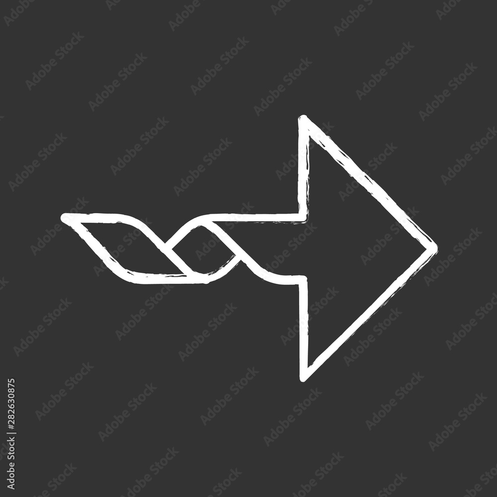 Poster twisted arrow chalk icon. navigation pointer sign. direction move. spiral line. pointing cursor. arr
