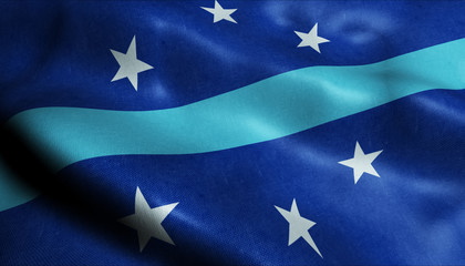 3D Waving Flag of Anaheim City Closeup View