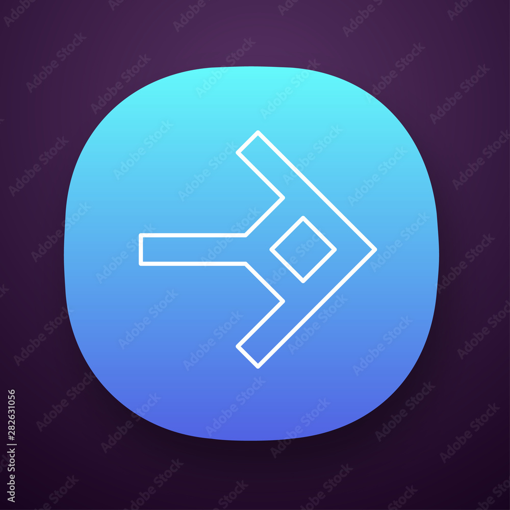 Poster shaped arrow app icon. navigation arrowhead sign. east direction. arrowhead indicating rightward. ne