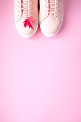 Autumn season in hipster style shoes. Minimalism.