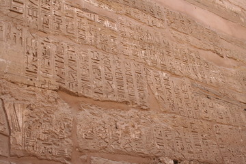 Hieroglyphs at karnak temple, old egypt