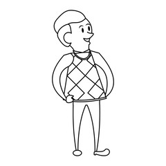 fathers day family celebration cartoon in black and white