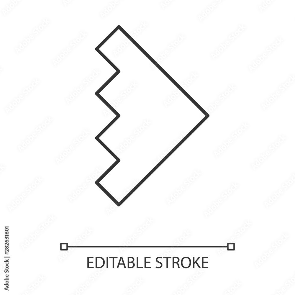 Poster rightward arrowhead linear icon. forward triangular arrow. direction move. motion indicator. geometr