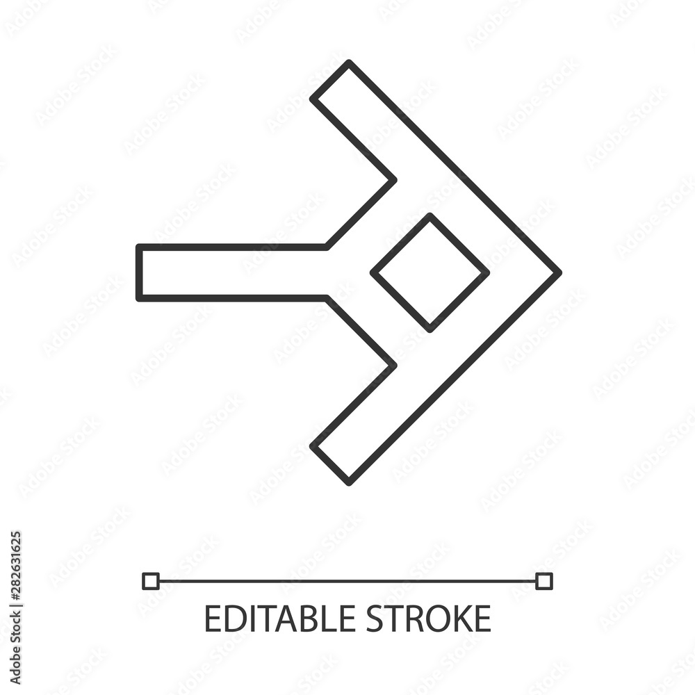 Poster shaped arrow linear icon. navigation arrowhead sign. arrowhead indicating rightward. next. geometric