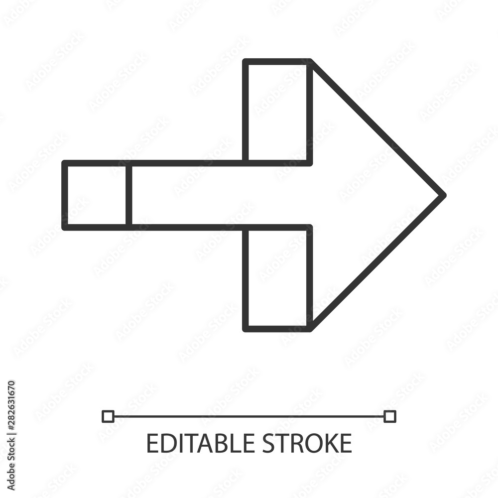 Poster right arrow linear icon. forward pointer, right turn. path indicator, designator. arrow pointing rig