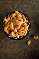 Close-up view of bowl with cashew