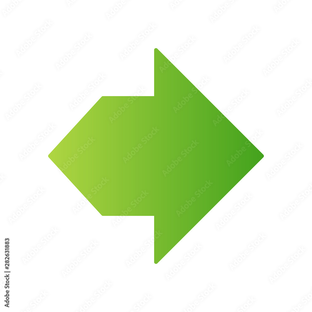 Poster double green arrow flat design long shadow color icon. two way navigation arrow. path indicator, mov