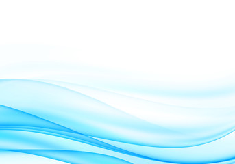 Soft abstract design. Blue waves on white isolated background. Space for the copy.