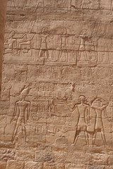 Panorama of a frieze in the Precinct of Amun Re, karnak temple