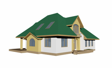 3d  model suburban house isolated on white rendered generic.