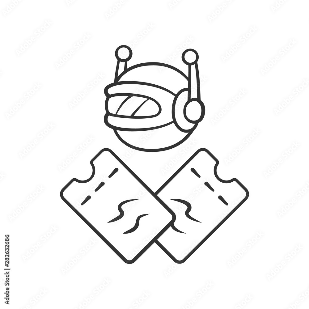 Poster scalper bot linear icon. tickets wholesale buying scalping bot. online bulk purchases. artificial in