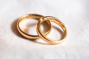 Wedding rings on a white background