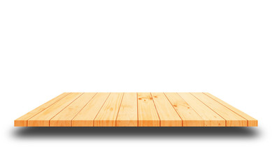 wooden table on white background