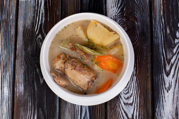 beautiful meat soup in the original design, for use in design	