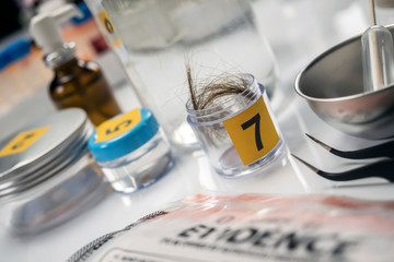 Criminalistic Laboratory, hair analysis, conceptual image