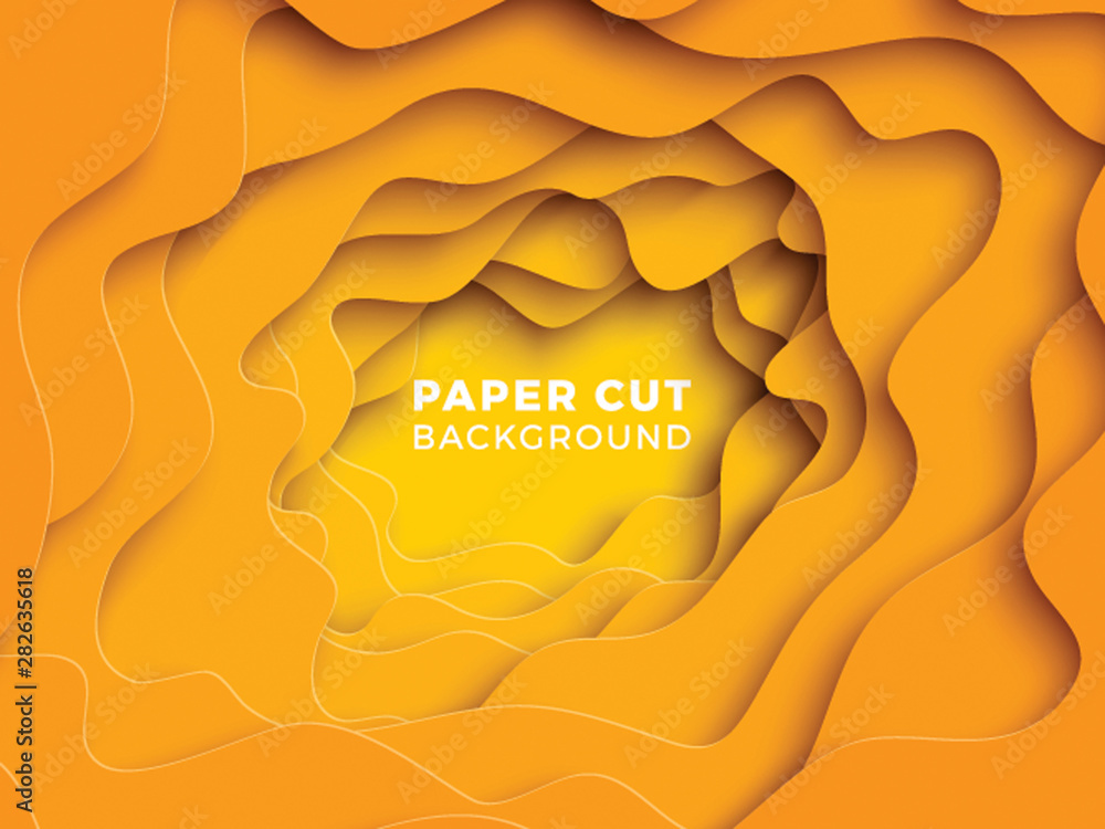 Poster 3d geometric background with realistic paper cut layers. vector design layout for presentations, fly