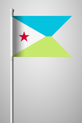 Flag of Djibouti. National Flag on Flagpole. Isolated Illustration on Gray