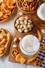 Beer and various snacks