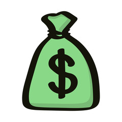 Bag of money on a white background. Symbol. Vector illustration.