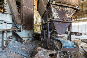 Fototapeta na wymiar Urban exploration in an abandoned superphosphates factory