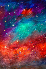 Obraz na płótnie Canvas cosmic oil painting beautiful multi-colored space background. abstract night sky