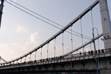 cable-stayed Krymsky bridge in Moscow