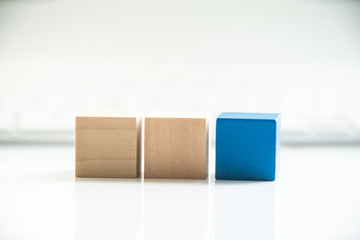Building Blocks on table with white background