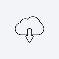 cloud download vector icon illustration design grey background