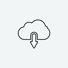 cloud download vector icon illustration design grey background