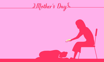 happy mother's day. silhouette parent accept her daughter pay respect at foot with love more than world. thailand tradition culture. vector illustration eps10
