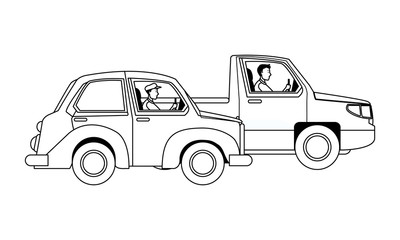 People driving vehicles in the traffic in black and white