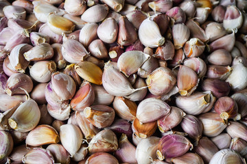 Fresh garlic cloves in the market