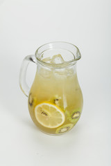 beautiful, bright spring-summer cocktails made from freshly squeezed fruits and vegetables, on a loft background, for use in design
