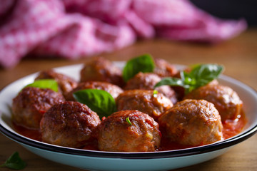 Meatballs in tomato sauce. Home made food. Concept for a tasty and healthy meal