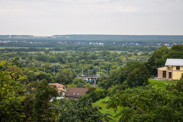 Naklejka premium View of Kozlov Val and the Golden gate in the historic city center of Vladimir Russia on a summer day