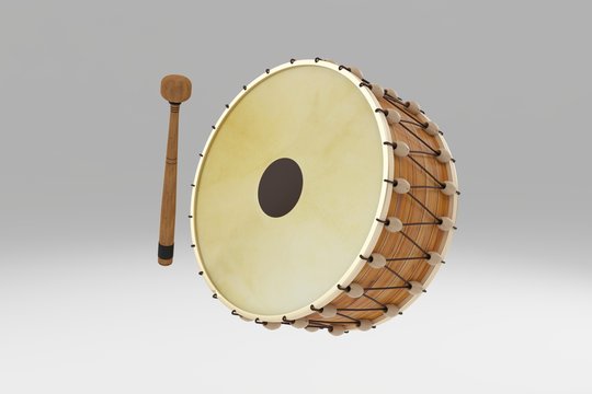 Ramadan drum 3d rendered isolated, Ramadan concept, Muslim religious month