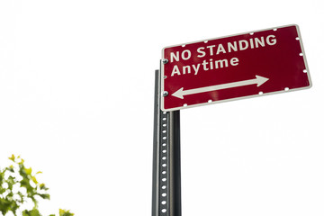 No standing street sign closeup