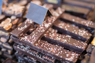 Dark Chocolate Bars with Crumbled Nuts: Food Theme
