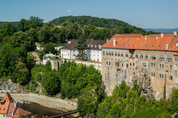 Fototapeta na wymiar view on roof top in city of český krumlov