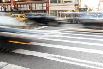 Moving cars in the city traffic