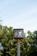 Traffic light signage with blurred background