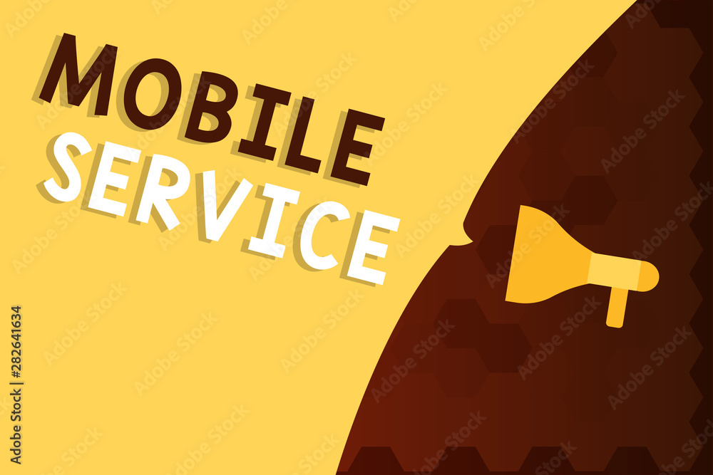 Poster text sign showing mobile service. conceptual photo radio communication utility between mobile and la
