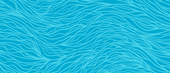 Hand drawn wavy wallpaper. Abstract waved nautical background. Colored pattern with waves. Doodle for your design